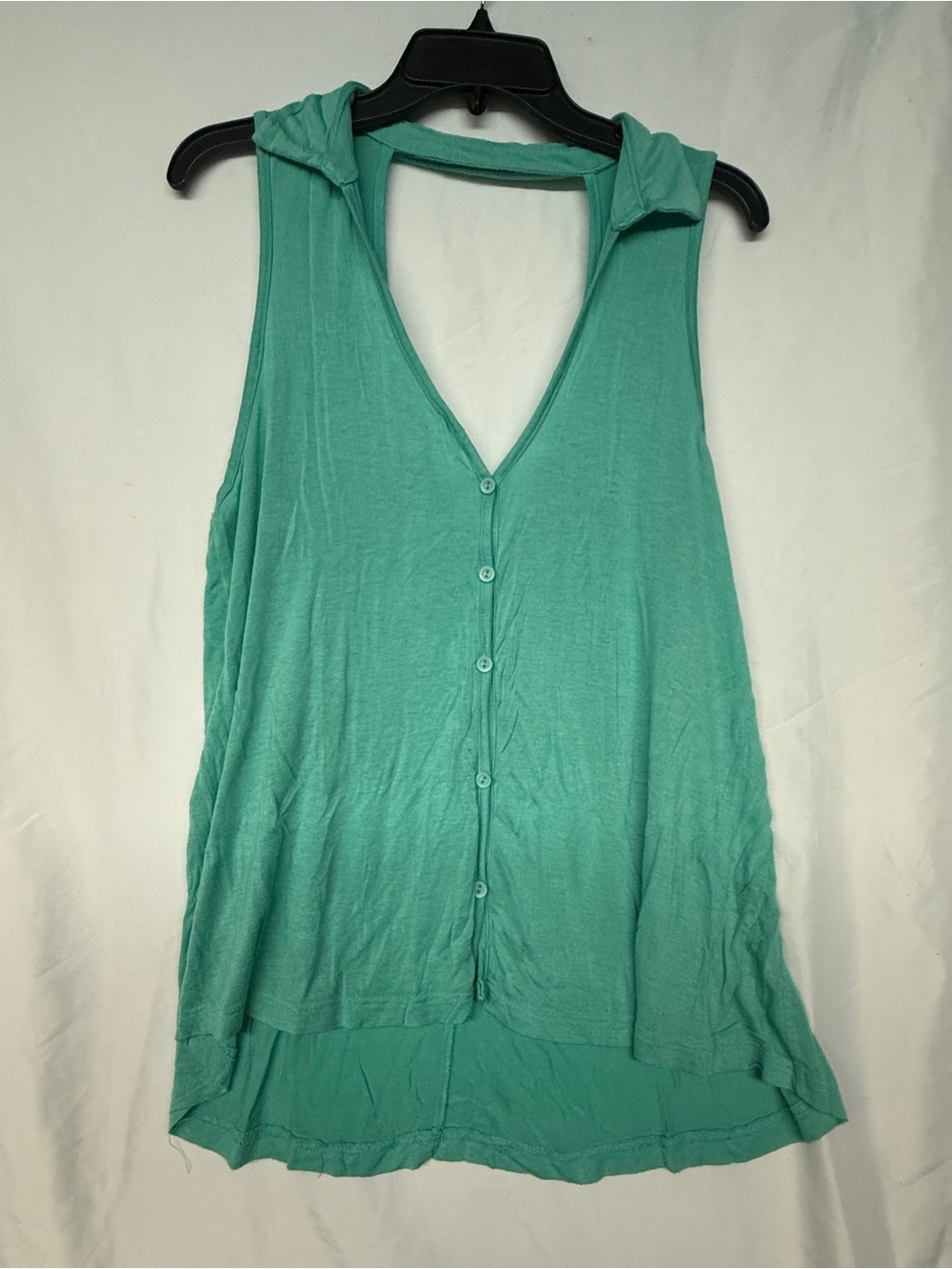 Women’s Collared Button-Front Sleeveless Tank Top - Teal